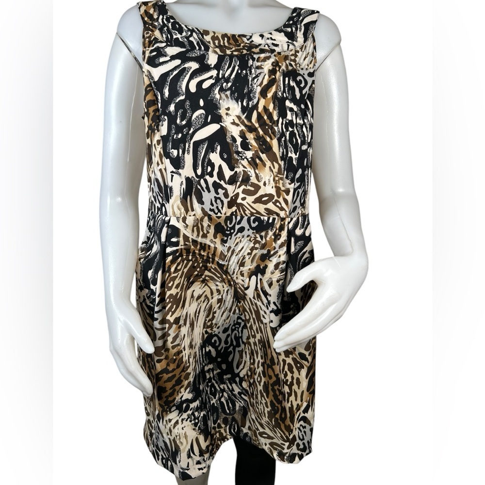 Joei & I Animal Print Sleeveless Dress Sz 6 Women Mini  Neutral Leopard Print - Picture 3 of 11